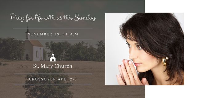 Church invitation with Woman Praying Image – шаблон для дизайну