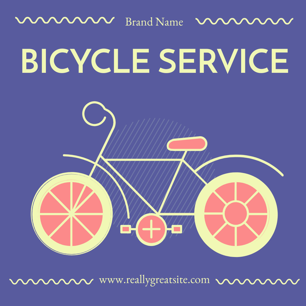 Bicycle Services Offer on Purple Instagram AD Design Template