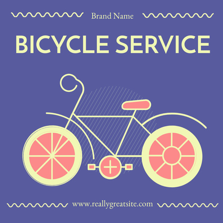 Designvorlage Fahrradservice-Angebot auf Lila für Instagram AD