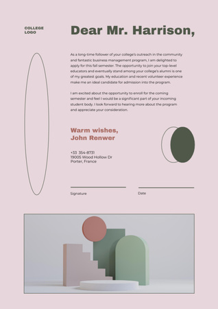 Дивовижні товари для студентів і сувеніри в рожевому кольорі Letterhead – шаблон для дизайну