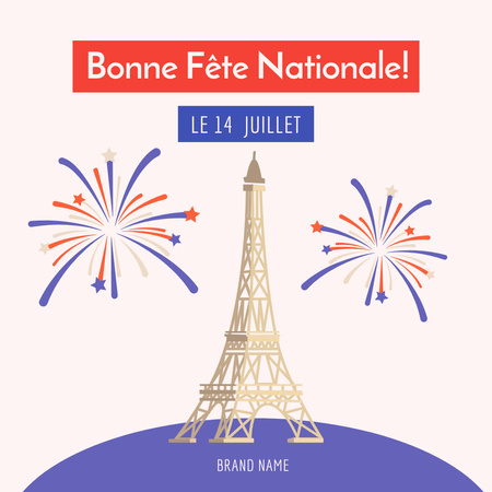 Ontwerpsjabloon van Instagram van Happy Bastille Day Сelebration
