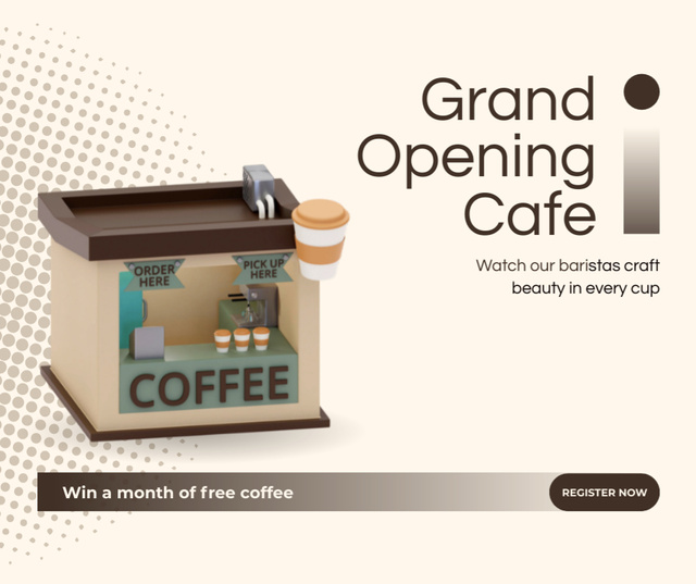 Cafe Stall Opening With Registration And Promo Facebook Design Template