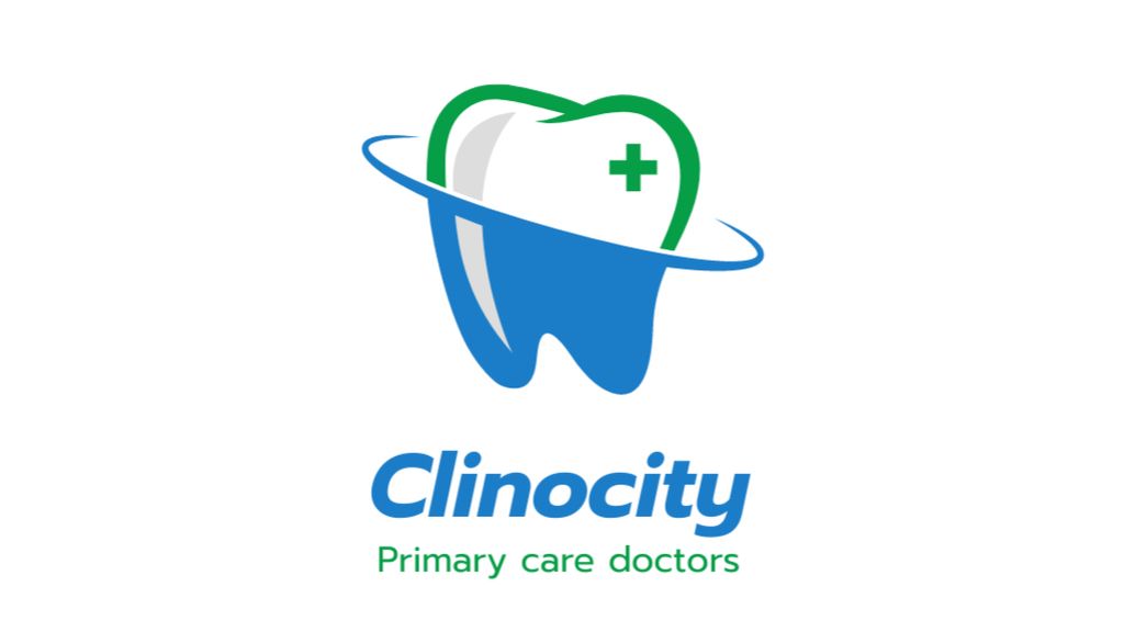 Plantilla de diseño de Ad of Dentist's Services with Icon of Tooth Business Card US 