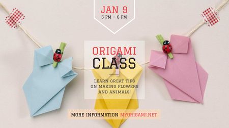 Origami Classes Invitation Paper Garland Title – шаблон для дизайна