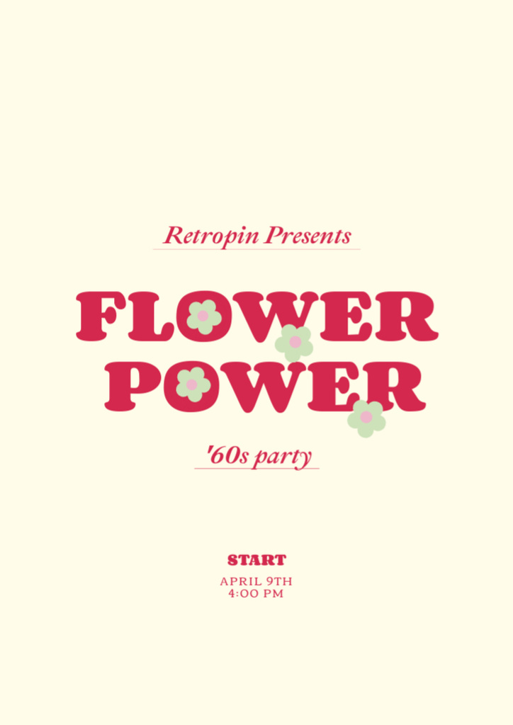 Floral Party Announcement Flyer A4 Design Template