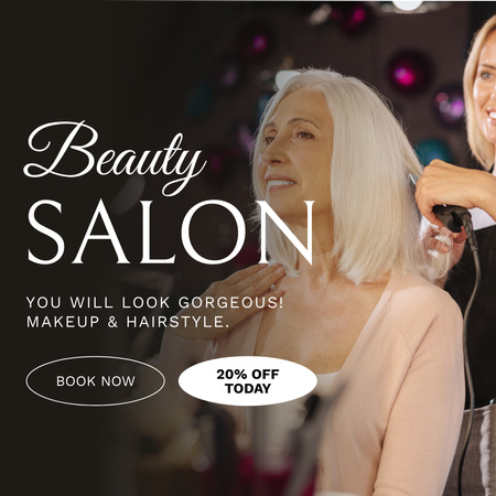 Beauty Salon Service With Makeup And Discount Animated Post Design Template