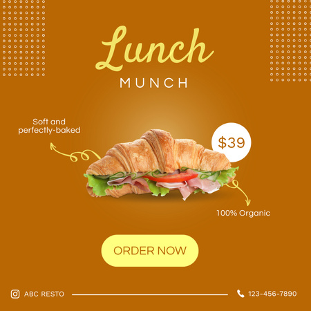 Lunch Menu Offer with Delicious Croissant Instagram Design Template