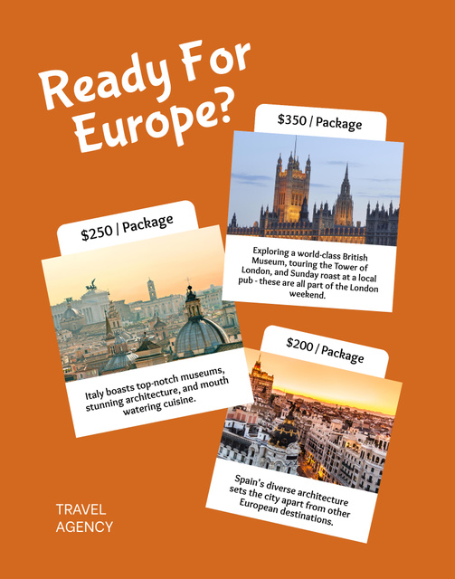 Tailored Tour Package Offer With Sightseeing In Europe Poster 22x28in – шаблон для дизайну