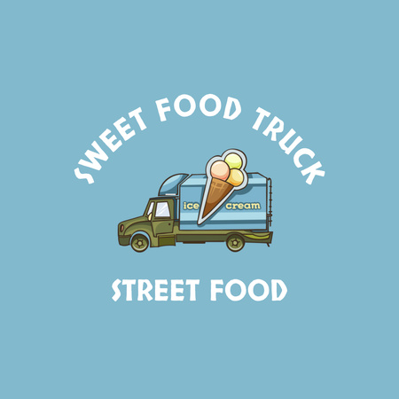 Food Truck with Ice Cream Animated Logo Tasarım Şablonu