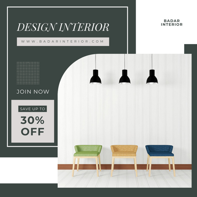 Colorful House Furniture Pieces With Discounts Offer Instagram Design Template