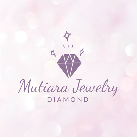 Jewelry Store Ad with Purple Diamond Logo 1080x1080px – шаблон для дизайну
