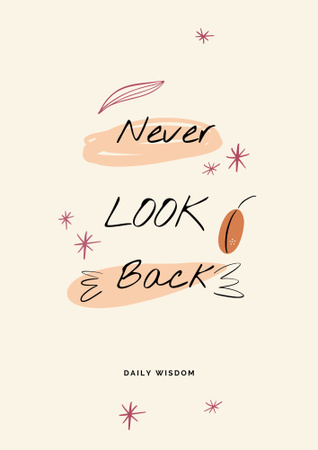 Never Look Back Quote with Cute Bright Doodles Poster B2デザインテンプレート