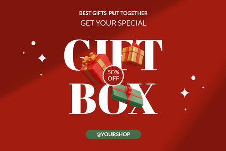 Gift Box With Wares Sale Offer Label Design Template
