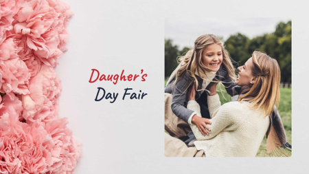 Daughter's Day Greeting with Mother and her Child FB event cover Design Template