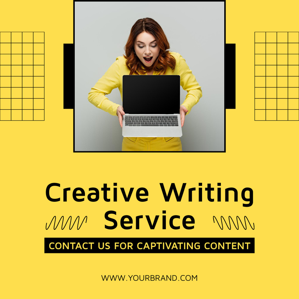 Accurate And Captivating Content Writing Service Instagram AD Design Template
