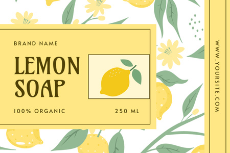 Certified Lemon Soap Offer In Yellow Label Design Template