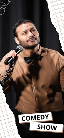 Thoughtful Man performing on Stand-up Show Snapchat Moment Filter Design Template