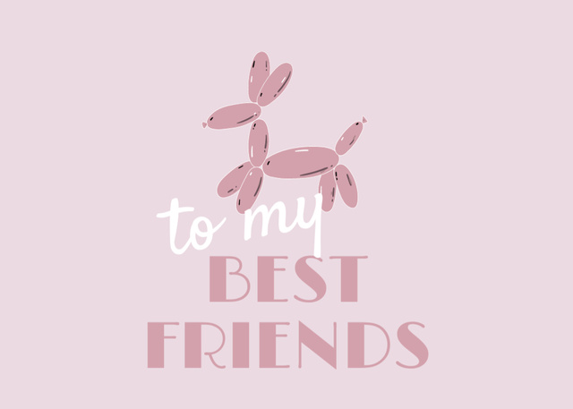 Cute Pink Balloon Dog Postcard 5x7in Design Template