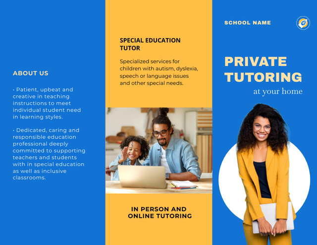 Special Education Tutor Services Offer Brochure 8.5x11in Z-fold – шаблон для дизайна