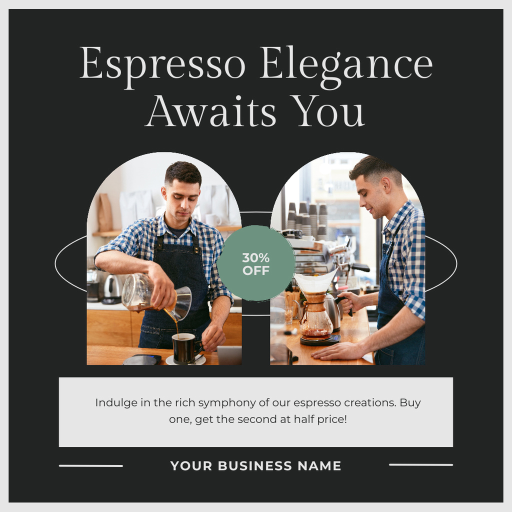 Attentive Barista Brewing Coffee At Reduced Price Instagram AD Design Template