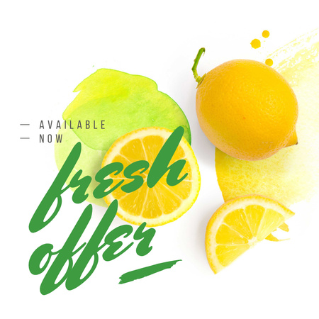 Fresh Offer with Raw lemon fruit Instagram Design Template