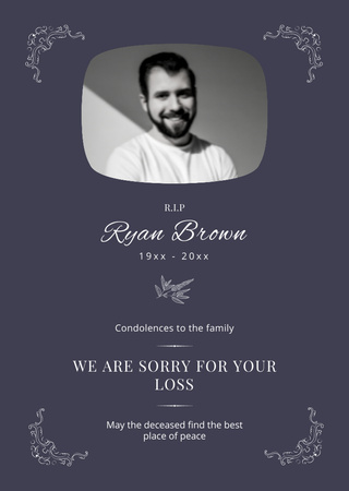 We Are Sorry for Your Loss Postcard A6 Vertical Design Template