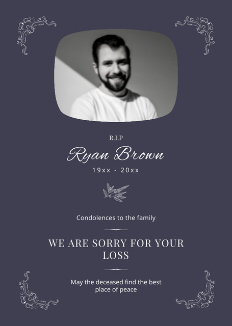 We Are Sorry for Your Loss Postcard A6 Vertical Πρότυπο σχεδίασης