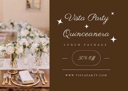 Quinceanera Lunch Package Discount Flyer 5x7in Horizontal Design Template