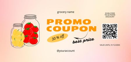 Platilla de diseño Grocery Store Ad with Pickled Vegetables in Jars Coupon Din Large
