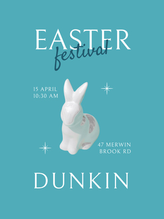 Easter Festival Ad with Statuette of Rabbit Poster US Design Template