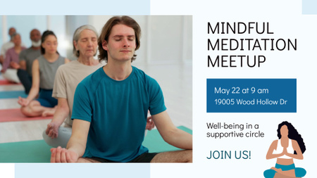 Объявление о встрече по медитации благополучия Full HD video – шаблон для дизайна