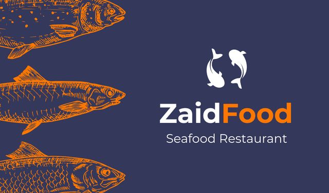 Ontwerpsjabloon van Business card van Contacts Seafood Restaurant Site Manager