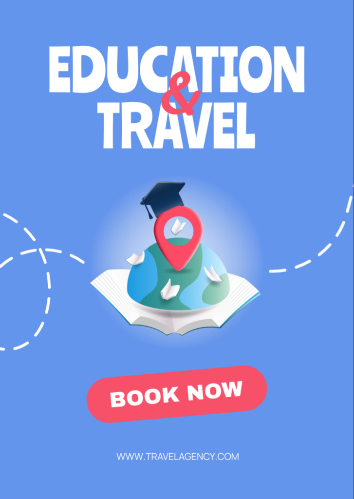 Educational Tours with Map Mark Flyer A6 Design Template