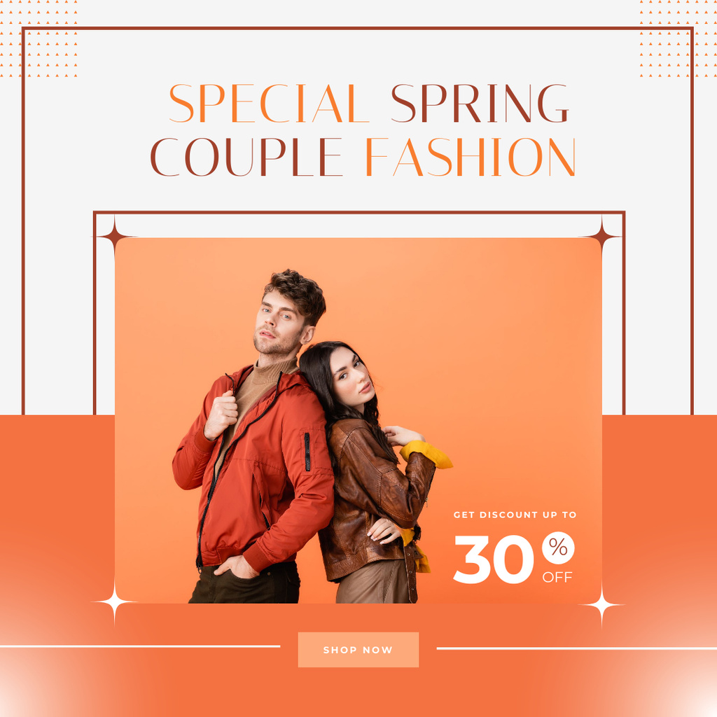 Spring Sale Denim with Stylish Couple Instagram AD tervezősablon