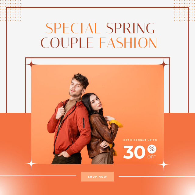 Modèle de visuel Spring Sale Denim with Stylish Couple - Instagram AD