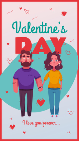 Valentine's Day with Romantic couple holding hands Instagram Story Design Template