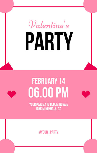 Saint Valentine's Day Party Announcement Invitation 4.6x7.2in Tasarım Şablonu