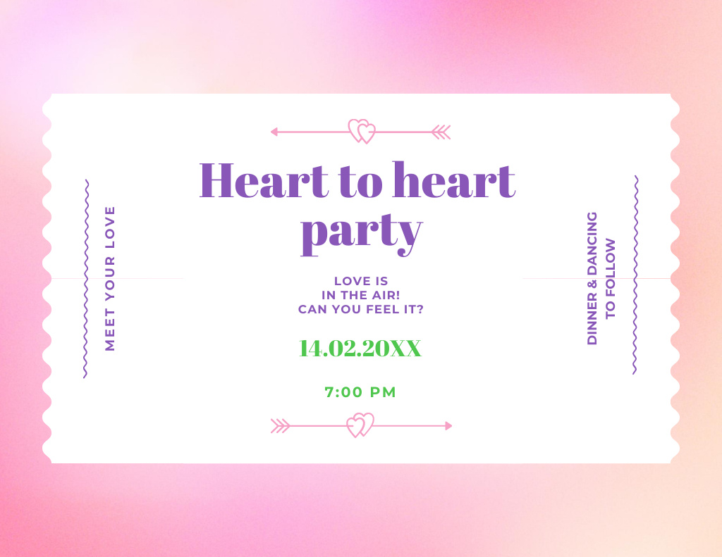 Ontwerpsjabloon van Flyer 8.5x11in Horizontal van Valentine's Day Party Announcement for Couples