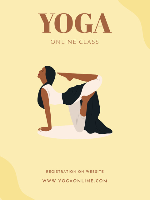 Designvorlage Online Live Yoga Class für Poster US