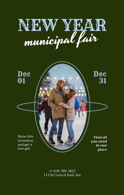 Template di design New Year Municipal Fair Announcement Invitation 4.6x7.2in