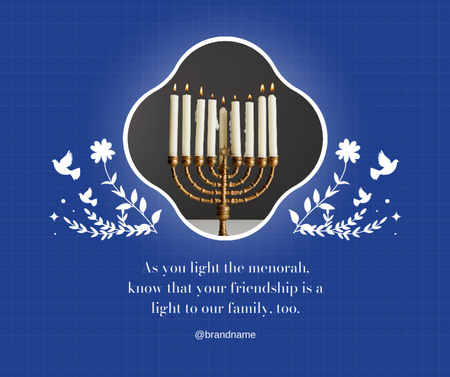 Joyful Hanukkah Wishes For Family And Friends with Menorah Facebook Design Template