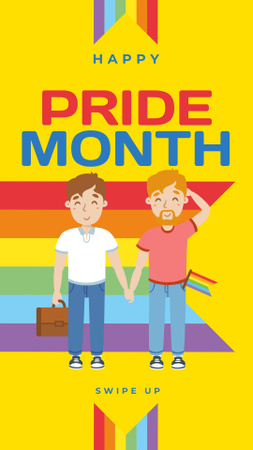 Plantilla de diseño de mes del orgullo con dos hombres tomados de la mano Instagram Story 
