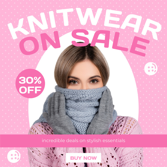 Knitting Clothes And Accessories Sale Offer Instagram Πρότυπο σχεδίασης