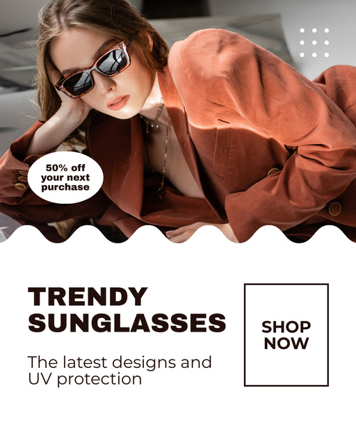 Explore Women's Sunglasses for Half Price Instagram Post Vertical Modelo de Design