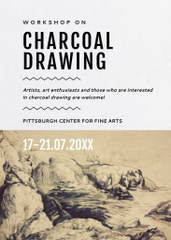 Drawing Workshop Ad With Sketch of Landscape