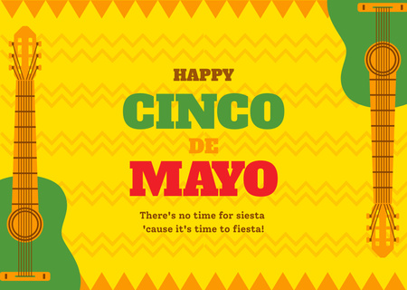 Cinco de Mayo Greeting with Guitar Card Modelo de Design