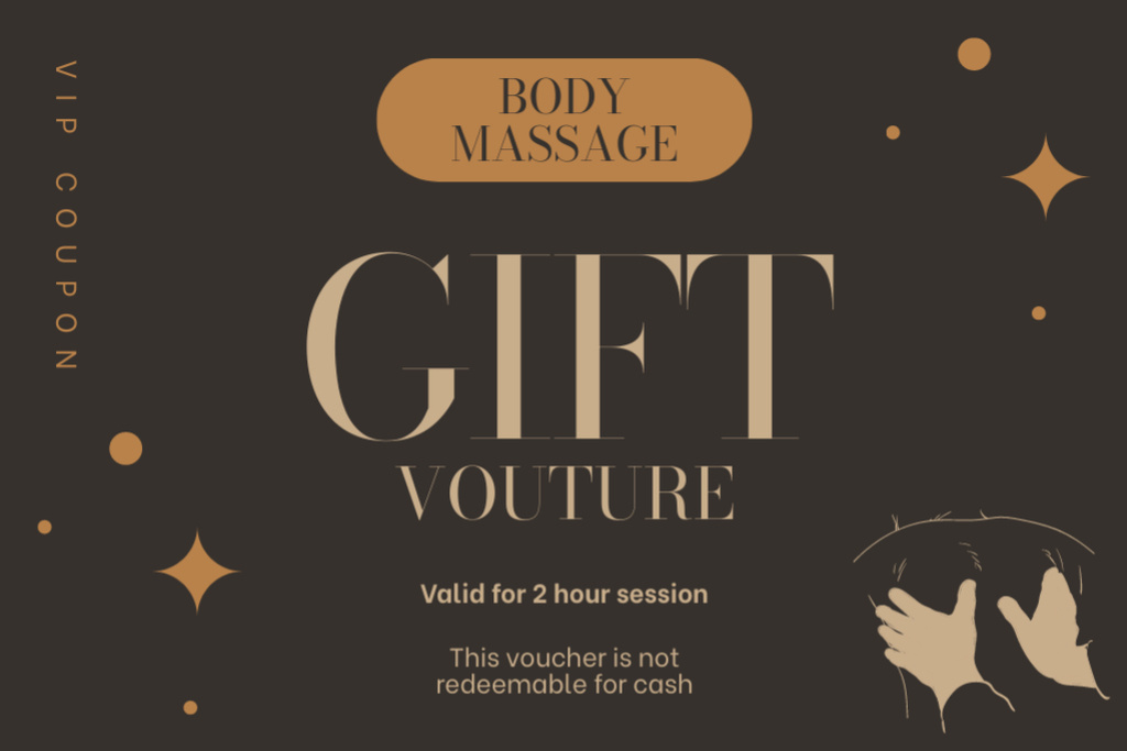 Designvorlage Body Massage Gift Card in Brown für Gift Certificate