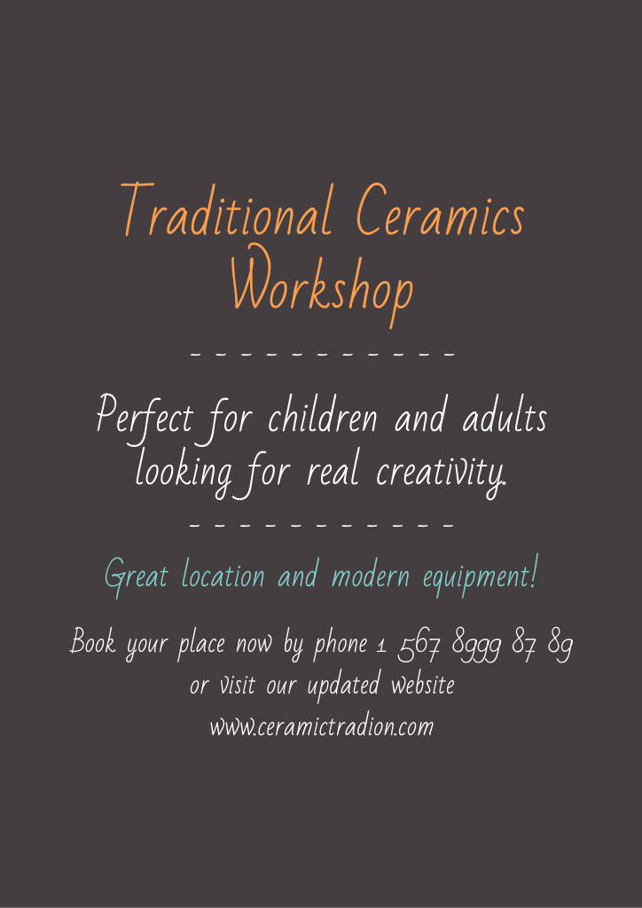 Traditional Ceramics Workshop Ad Flyer A4 Šablona návrhu