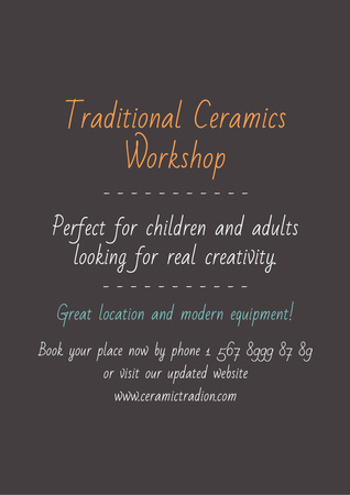 Traditional Ceramics Workshop Ad Flyer A4 Design Template