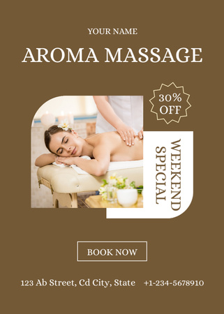 Aroma Massage Advertisement with Young Woman at Spa Flayer Design Template